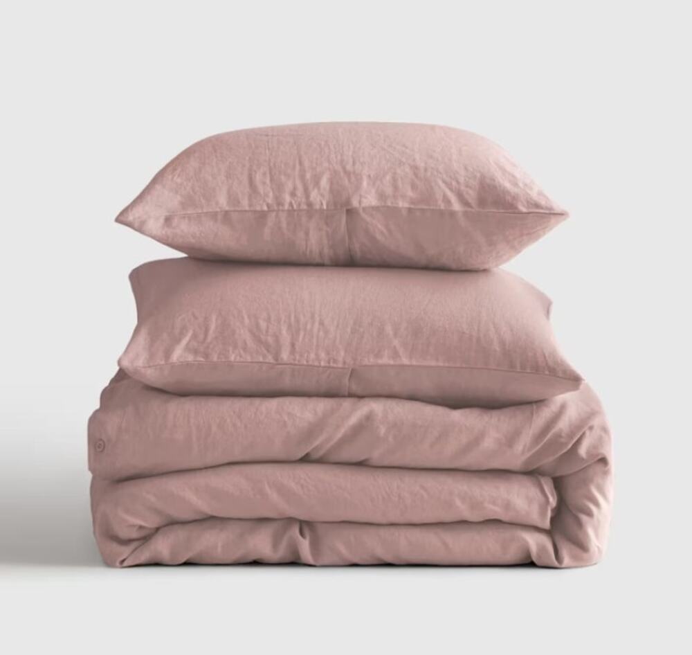 Quince Full Queen  Linen Duvet Cover + Shams European Flax Dusty Mauve NEW